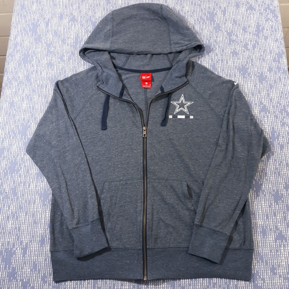 Nike Dallas Cowboys NFL Football Jacket Womens XL Hooded Full Zip Blue Athletic